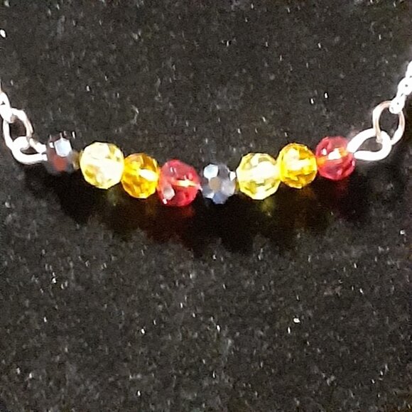 Handmade Multicolored Crystal Necklace 18" - Picture 4 of 4